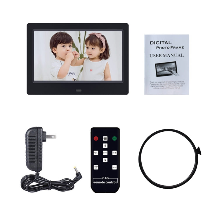 DPF-706-2.4G 7 inch Digital Photo Frame LED Wall Mounted Advertising Machine, Plug:US Plug(Black) - Consumer Electronics by buy2fix | Online Shopping UK | buy2fix