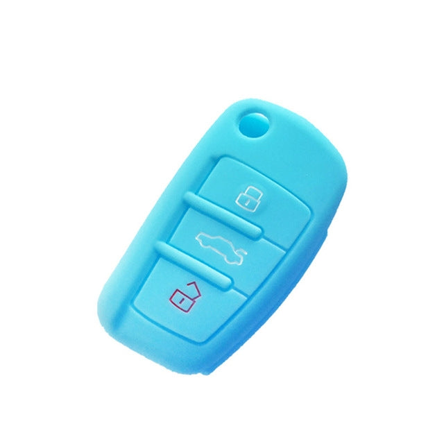 2 PCS Car Key Cover Silicone Flip Key Remote Holder Case Cover for Audi Q3 A3 A1(Blue) - Car Key Cases by buy2fix | Online Shopping UK | buy2fix