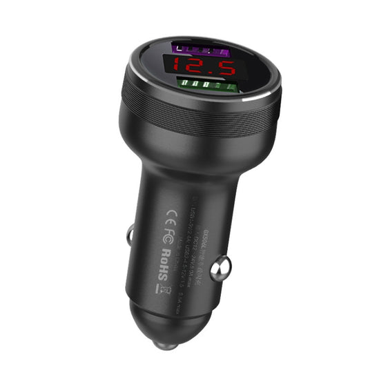 QIAKEY GX506L Dual USB Fast Charge Car Charger(Black) - In Car by QIAKEY | Online Shopping UK | buy2fix