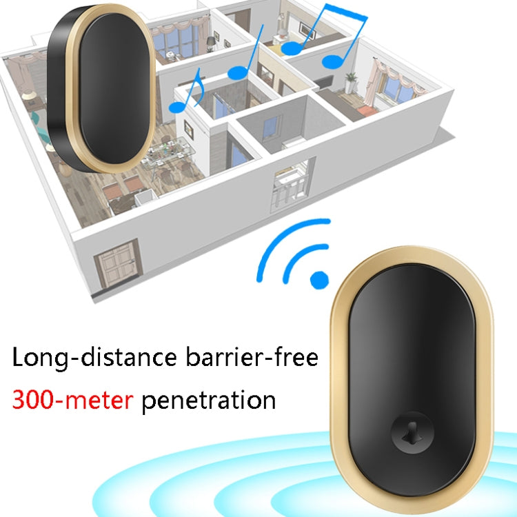 CACAZI A99 Home Smart Remote Control Doorbell Elderly Pager, Style:UK Plug(Black Gold) - Security by CACAZI | Online Shopping UK | buy2fix