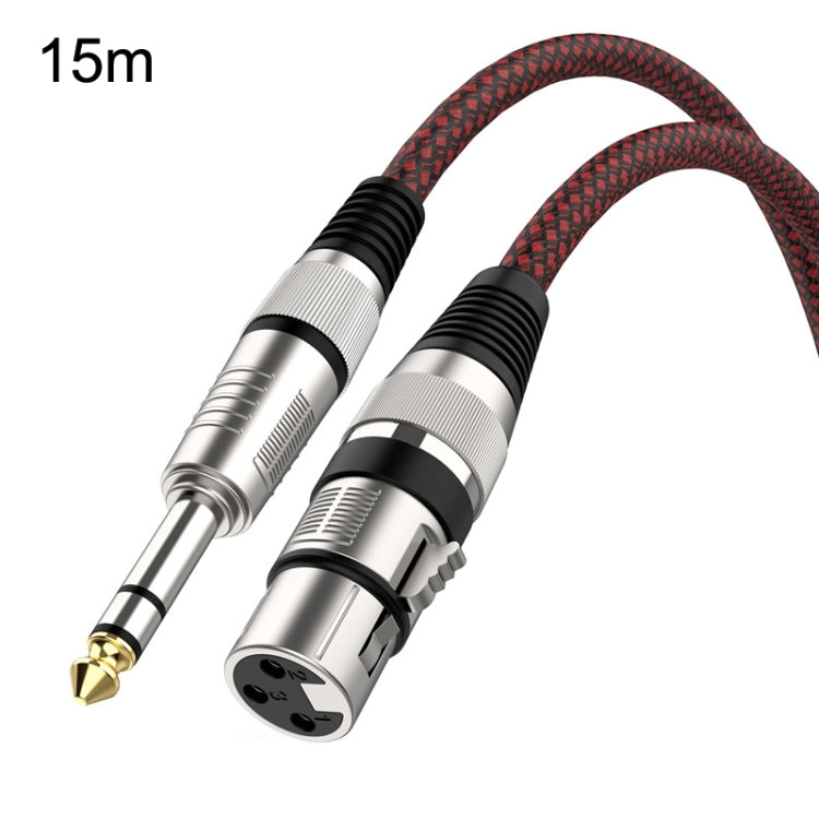 15m Red and Black Net TRS 6.35mm Male To Caron Female Microphone XLR Balance Cable -  by buy2fix | Online Shopping UK | buy2fix