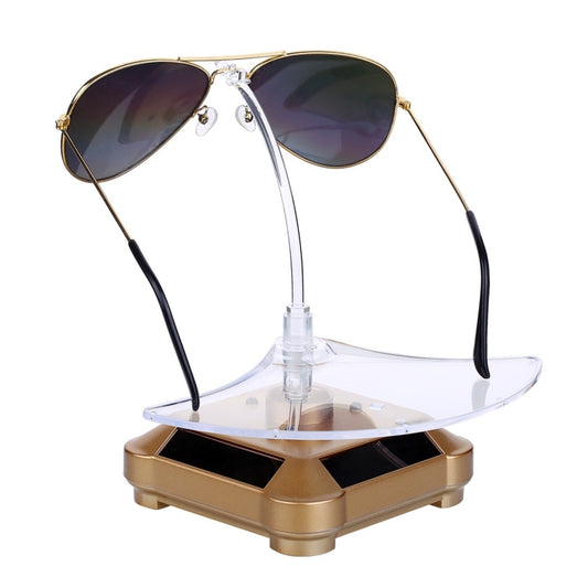 Solar 360 Degree Rotating Turntable Colorful Lights Glasses Display Stand(Gold) - Camera Accessories by buy2fix | Online Shopping UK | buy2fix