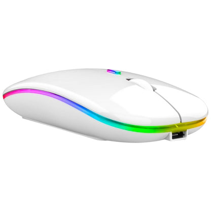 3 Keys RGB Backlit Silent Bluetooth Wireless Dual Mode Mouse(White) - Wireless Mice by buy2fix | Online Shopping UK | buy2fix