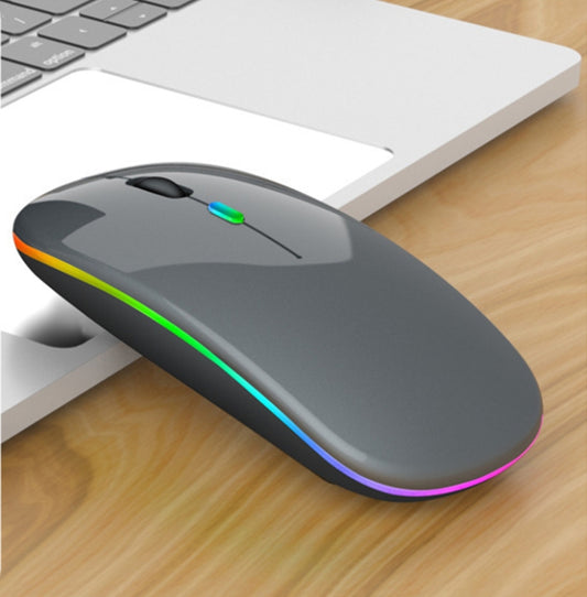 3 Keys RGB Backlit Silent Bluetooth Wireless Dual Mode Mouse (Grey) - Wireless Mice by buy2fix | Online Shopping UK | buy2fix