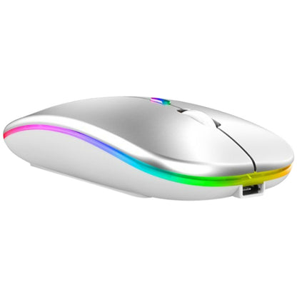 3 Keys RGB Backlit Silent Bluetooth Wireless Dual Mode Mouse (Silver) - Wireless Mice by buy2fix | Online Shopping UK | buy2fix