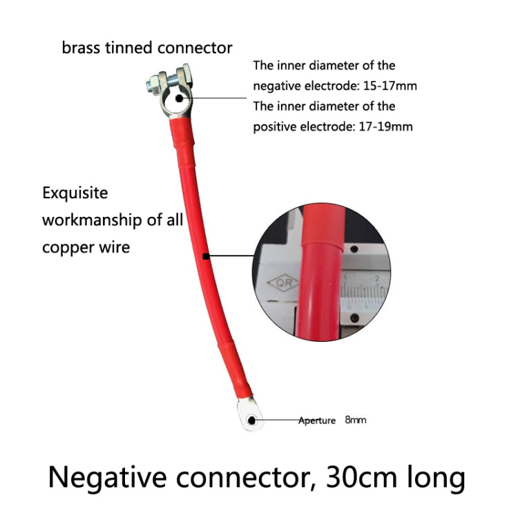 GSA-001 Car Ground Wire Battery Pile Head  Extension Cord Battery Connection Line 30cm(Negative) - Booster Cable & Clip by buy2fix | Online Shopping UK | buy2fix