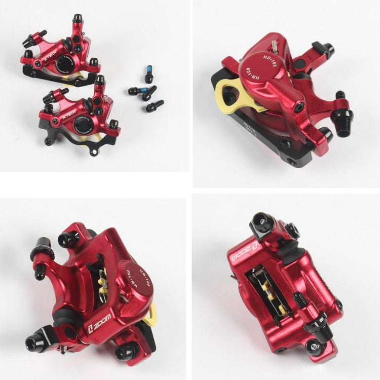 ZOOM HB100 Mountain Bike Hydraulic Brake Caliper Folding Bike Cable Pull Hydraulic Disc Brake Caliper, Style:Front and Rear(Red) - Outdoor & Sports by Zoom | Online Shopping UK | buy2fix