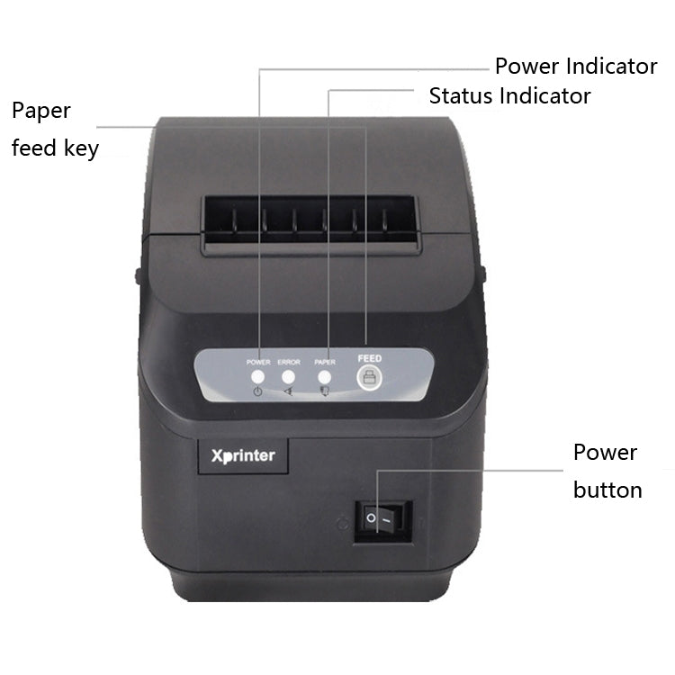 Xprinter XP-Q200II Thermal Small Receipt Printer Catering And Kitchen Receipt Printer 80mm Cutter, Interface Type:USB COM Interface(UK Plug) - Consumer Electronics by Xprinter | Online Shopping UK | buy2fix