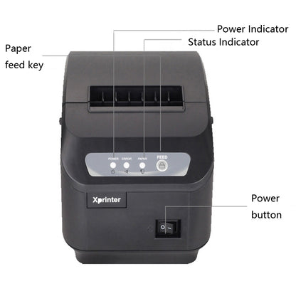 Xprinter XP-Q200II Thermal Small Receipt Printer Catering And Kitchen Receipt Printer 80mm Cutter, Interface Type:LAN Interface(UK Plug) - Printer by Xprinter | Online Shopping UK | buy2fix