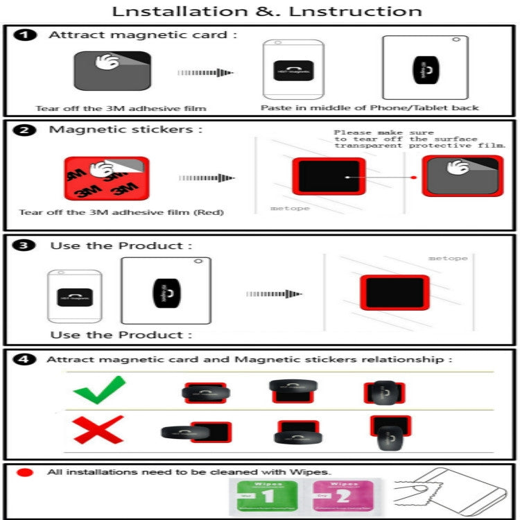 Wall-mounted iPad Magnetic Adsorption Universal Sticker Mobile Phone Wall Bracket(Red A) - Hand-Sticking Bracket by buy2fix | Online Shopping UK | buy2fix