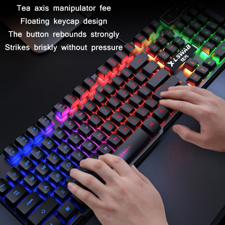 X-L SWAB GX50 Computer Manipulator Feel Wired Keyboard + Macro Programming Mouse, Color： Black Mixed Light - Wired Keyboard by X-L SWAB | Online Shopping UK | buy2fix