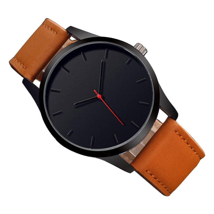 Men Simple Matte Leather Belt Quartz Watch(Black + White) - Outdoor & Sports by buy2fix | Online Shopping UK | buy2fix