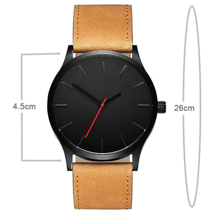 Men Simple Matte Leather Belt Quartz Watch(Black + White) - Outdoor & Sports by buy2fix | Online Shopping UK | buy2fix