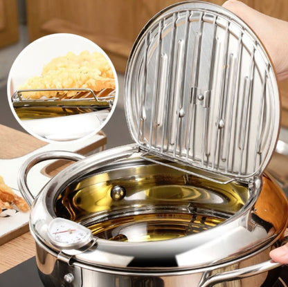 201 Stainless Steel Fryer Pot Household Temperature-controlled Multifunctional Thickening Pot, Size:24cm - Home & Garden by buy2fix | Online Shopping UK | buy2fix