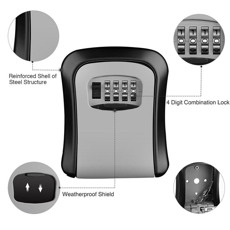 HG2 Arc Wall Mounted Password Key Box(Black) - Security by buy2fix | Online Shopping UK | buy2fix