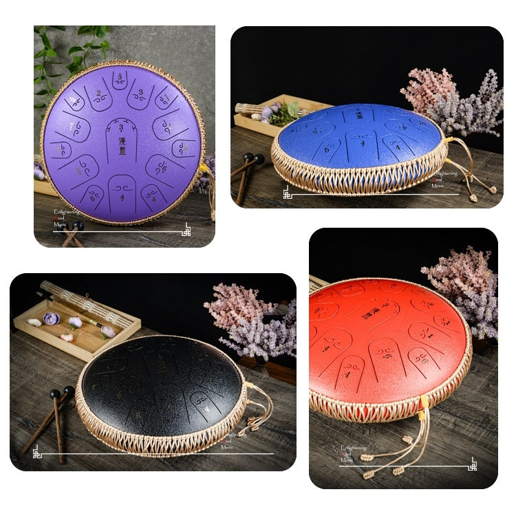 15-Tone Ethereal Drum 14-Inch Steel Tongue Drum Hollow Drum Sanskrit Drummer Disc(Black) - Percussion Instruments by buy2fix | Online Shopping UK | buy2fix