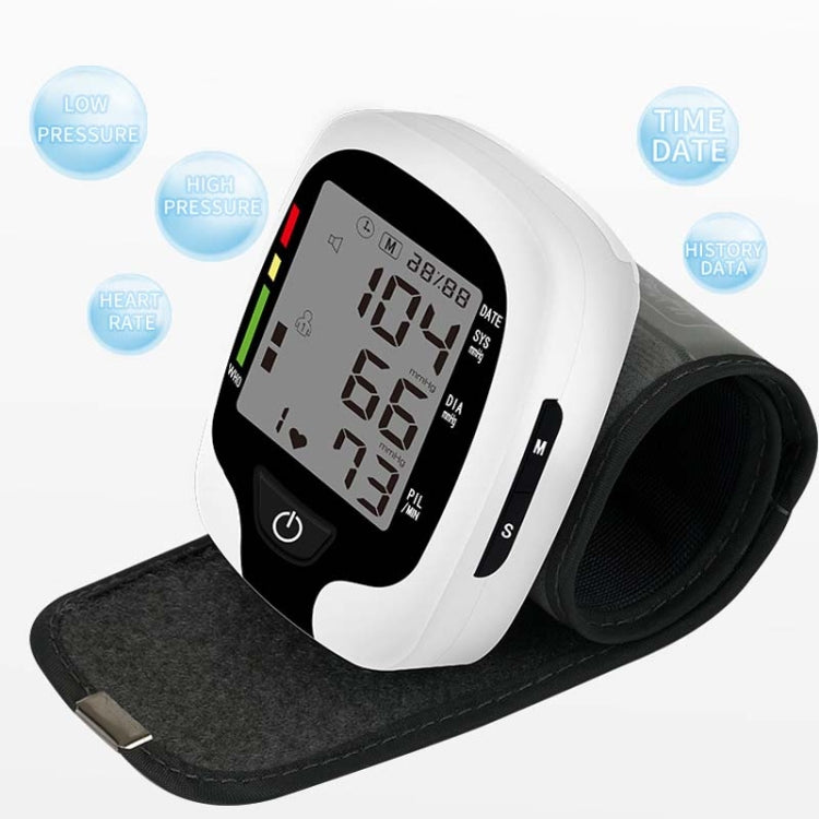 Wrist Type Electronic Blood Pressure Monitor Home Automatic Wrist Type Blood Pressure Measurement, Style: No Voice Announcement(White English) - Sphygmomanometer by buy2fix | Online Shopping UK | buy2fix