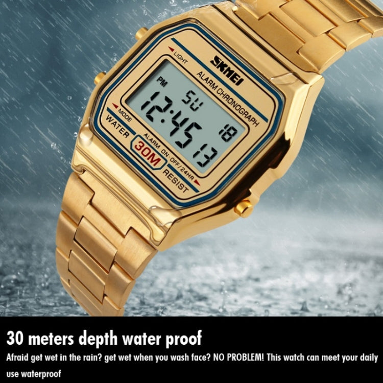 SKMEI 1123 Men Business Lightweight Watch Waterproof Steel Band Electronic Watch (Coffee Gold) - Metal Strap Watches by SKMEI | Online Shopping UK | buy2fix