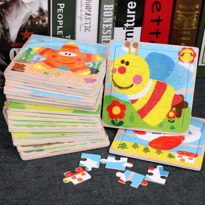 5 PCS KBX-017 Children Wooden Picture Puzzle Baby Early Education Toys(Butterfly) - Puzzle Toys by buy2fix | Online Shopping UK | buy2fix