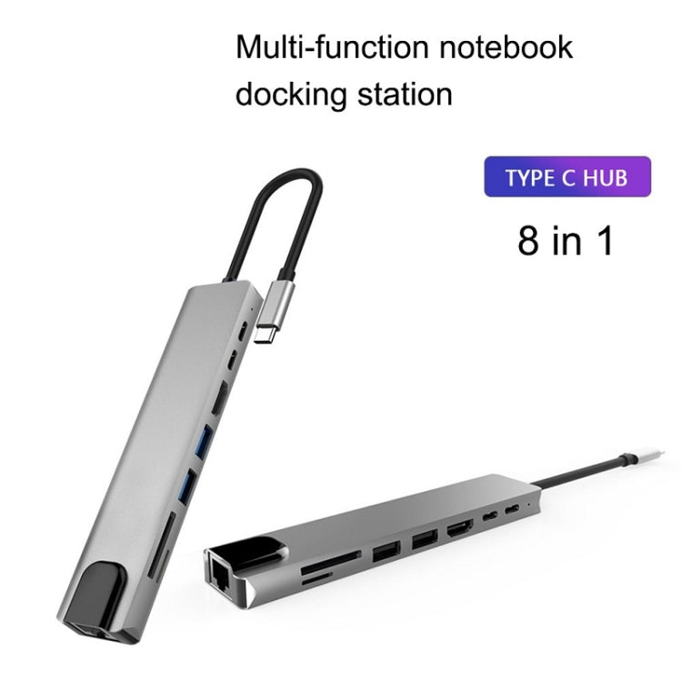 WC7367 8 in 1 87W Type-C to PD+USB3.0x2+SD+TF+HDMI+RJ45+Type-c Docking Station HUB - Computer & Networking by buy2fix | Online Shopping UK | buy2fix