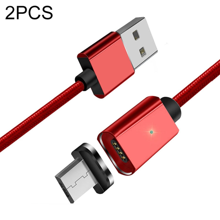 2 PCS ESSAGER Smartphone Fast Charging and Data Transmission Magnetic Cable with Micro USB Magnetic Head, Cable Length: 2m(Red) - Mobile Accessories by buy2fix | Online Shopping UK | buy2fix