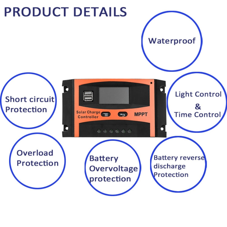 MPPT 12V/24V Automatic Identification Solar Controller With USB Output, Model: 60A - Consumer Electronics by buy2fix | Online Shopping UK | buy2fix