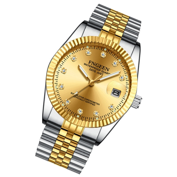 FNGEEN 7008 Men Fashion Diamond Dial Watch Couple Watch(Golden Surface) - Couple Watches by FNGEEN | Online Shopping UK | buy2fix