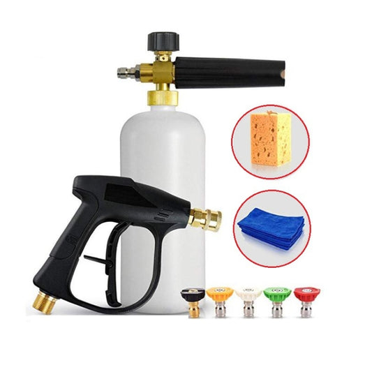 9 PCS / Set Pressure Washer Car Wash Tools with High Pressure Water Gun+Foam Pot+5 PCS Nozzle+Towel+Sponge - Car washing supplies by buy2fix | Online Shopping UK | buy2fix