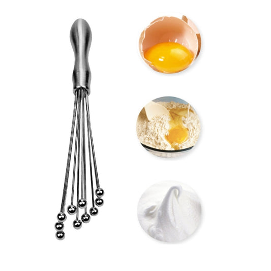 2 PCS Manual Whisk Stainless Steel Glass Bead Egg Whisk Kitchen Household Hand-Held Baking Tools Type B 10 Inch - Stirrer & Squeezer by buy2fix | Online Shopping UK | buy2fix