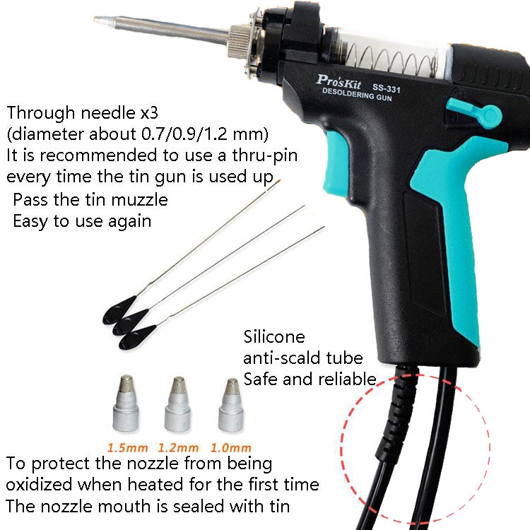 ProsKit SS-331H Electric Heat Tin Suction Device Fully Automatic Suction Pump Desoldering Machine - Soldering Iron Set by ProsKit | Online Shopping UK | buy2fix