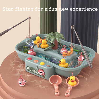 Play House Children Educational Electric Cycle Rotating Fishing Station Summer Water Game Toy Set, Colour: Pink 6 Ducks - Music Toys by buy2fix | Online Shopping UK | buy2fix