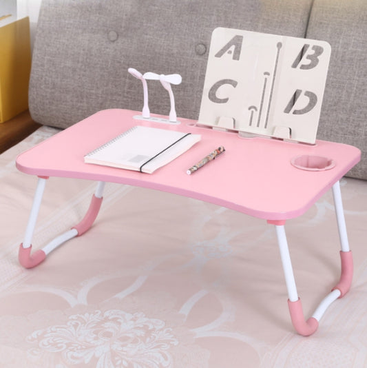 USB Folding Computer Desk With Fan & Lamp, Size: 60x40x28cm(Teenage Pink) - Computer & Networking by buy2fix | Online Shopping UK | buy2fix