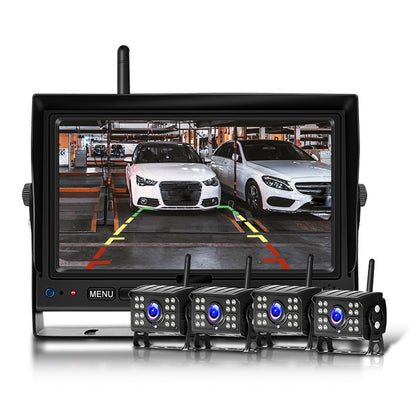 7 Inch Digital Wireless Reversing Image 1080P Video System Truck Monitoring Driving Recorder 4 Division+4 Night Video Camera - In Car by buy2fix | Online Shopping UK | buy2fix