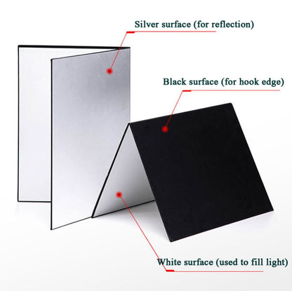 2 PCS 3-in-1 Reflective Board White + Black + Silver A4 Cardboard Folding Light Diffuser Board - Camera Accessories by buy2fix | Online Shopping UK | buy2fix