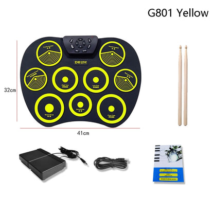 Silicone Folding Portable Hand-Rolled Drum DTX Game Strike Board(G801 Yellow) - Percussion Instruments by buy2fix | Online Shopping UK | buy2fix