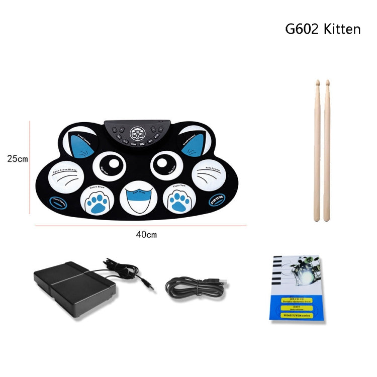 Children Hand Roll Electronic Drum DTX Game Portable Drum(G602 Kitten) - Percussion Instruments by buy2fix | Online Shopping UK | buy2fix