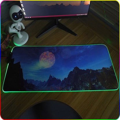 350x600x4mm F-01 Rubber Thermal Transfer RGB Luminous Non-Slip Mouse Pad(Snow Peak) - Mouse Pads by buy2fix | Online Shopping UK | buy2fix