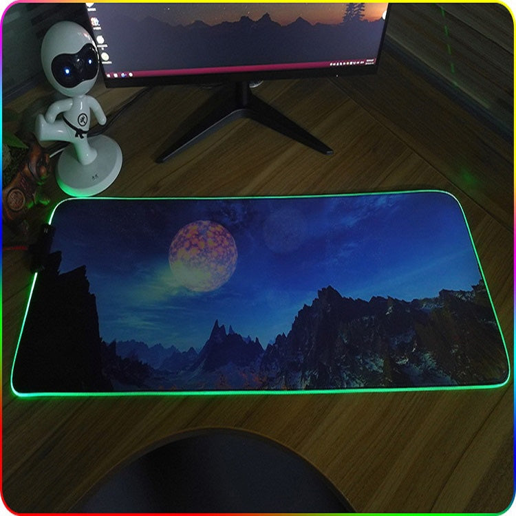 300x800x4mm F-01 Rubber Thermal Transfer RGB Luminous Non-Slip Mouse Pad(Snow Peak) - Mouse Pads by buy2fix | Online Shopping UK | buy2fix