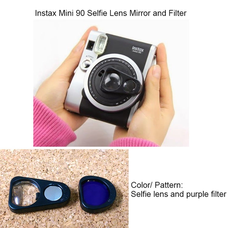 2 Sets Close Up Lens Set with Selfie Portrait Mirror + Purple Color Filter Set For FUJIFILM Instax Mini 90 Camera( Selfie Mirror + Purple Filter Set) - Camera Accessories by buy2fix | Online Shopping UK | buy2fix