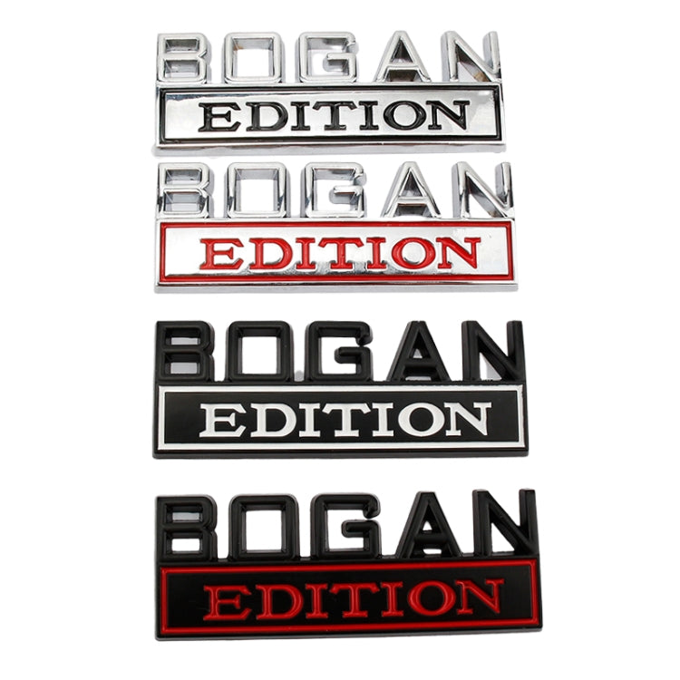 2 PCS Modified Side Door Metal Car Stickers Bogan Edition Label Leaf Board Nameplate Label(Black Red) - Decorative Sticker by buy2fix | Online Shopping UK | buy2fix