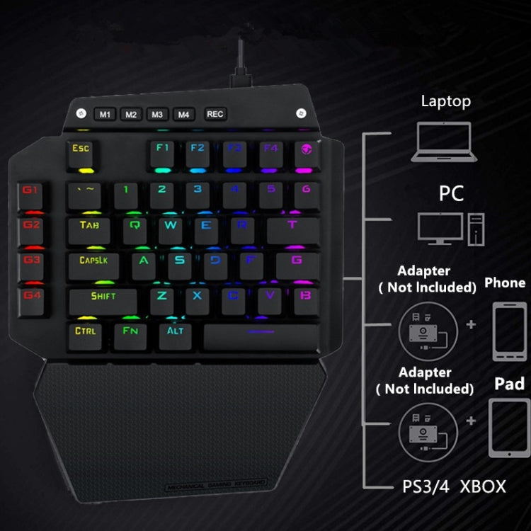 K700 44 Keys RGB Luminous Switchable Axis Gaming One-Handed Keyboard, Cable Length: 1m(Red Shaft) - Wired Keyboard by buy2fix | Online Shopping UK | buy2fix