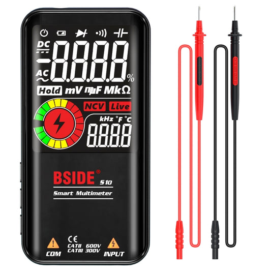 BSIDE Digital Multimeter 9999 Counts LCD Color Display DC AC Voltage Capacitance Diode Meter, Specification: S10 Dry Battery Version (Black) - Digital Multimeter by BSIDE | Online Shopping UK | buy2fix