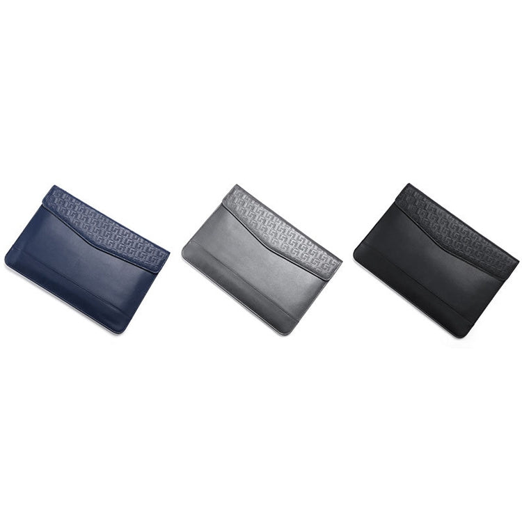 Horizontal  Embossed Notebook Liner Bag Ultra-Thin Magnetic Holster, Applicable Model: 13 inch(Dark Blue) - 13.3 inch by buy2fix | Online Shopping UK | buy2fix