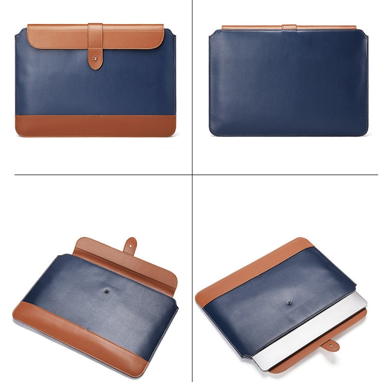 Horizontal Microfiber Color Matching Notebook Liner Bag, Style: Liner Bag+Power Bag(Blue + Brown), Applicable Model: 11  -12 Inch - 10 - 11 inch by buy2fix | Online Shopping UK | buy2fix