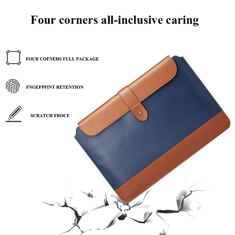 Horizontal Microfiber Color Matching Notebook Liner Bag, Style: Liner Bag+Power Bag(Blue + Brown), Applicable Model: 13  -14 Inch - 13.3 inch by buy2fix | Online Shopping UK | buy2fix