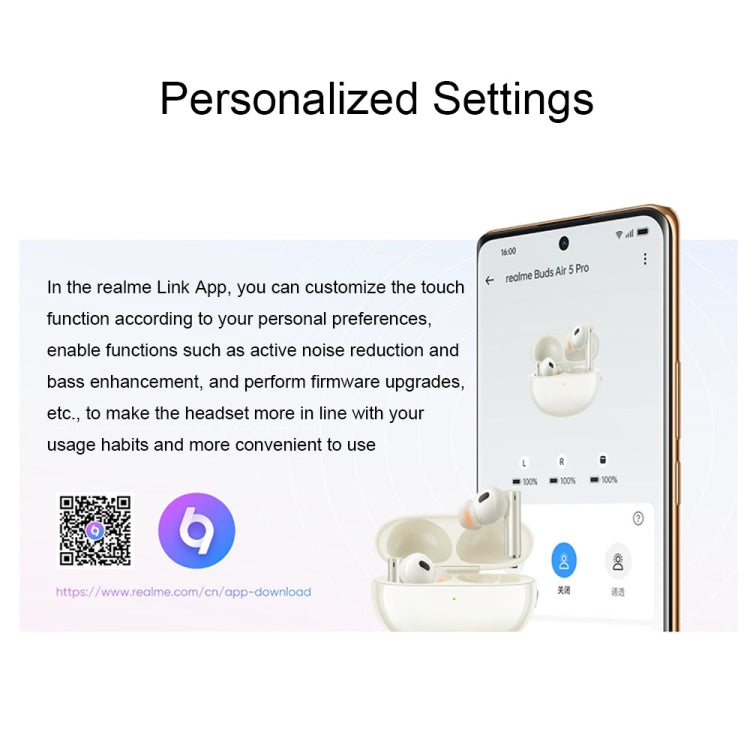 Realme Buds Air5 Pro 3D Spatial Sound Active Noise Reduction Wireless Bluetooth Earphones(Gold White) - Bluetooth Earphone by Realme | Online Shopping UK | buy2fix