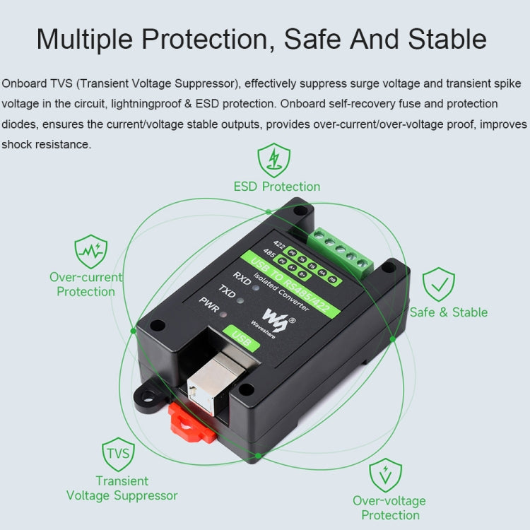 Waveshare 23949 USB To RS485/422 Isolated Converter, FT232RL And SP485EEN - Consumer Electronics by Waveshare | Online Shopping UK | buy2fix