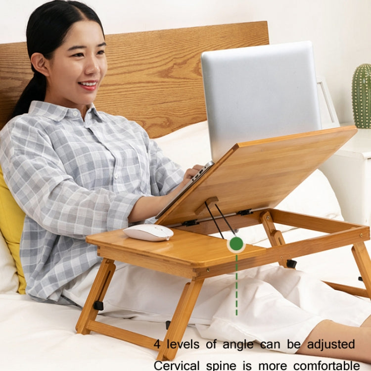 741ZDDNZ Bed Use Folding Height Adjustable Laptop Desk Dormitory Study Desk, Specification: Classic Tea Color 64cm Thick Bamboo - Computer & Networking by buy2fix | Online Shopping UK | buy2fix