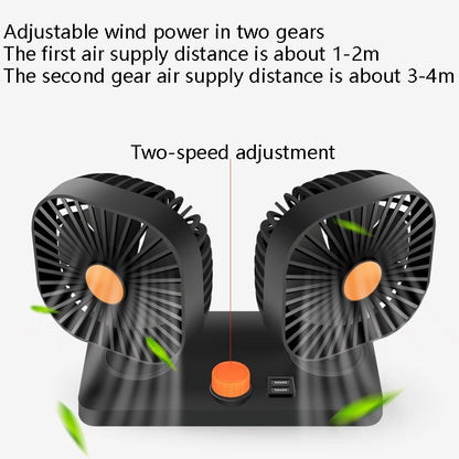 Mini USB 12 / 24V Car Electric Fan Double Head Fan - In Car by buy2fix | Online Shopping UK | buy2fix