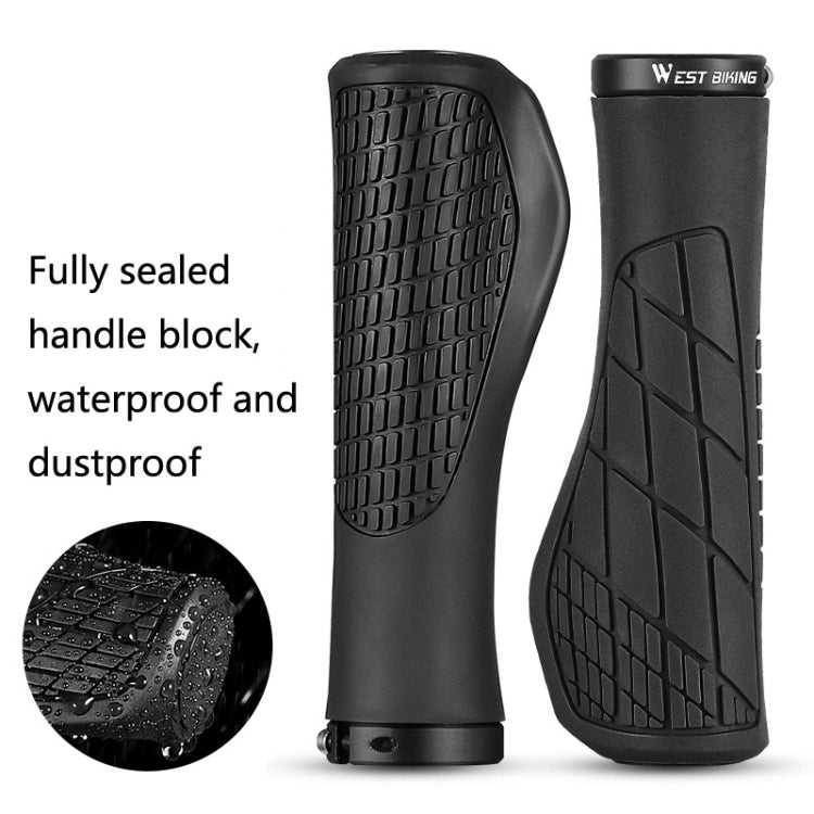 1 Pair WEST BIKING YP0804060 Bicycle Grips Mountain Bike Non-Slip Rubber Grips(Black) - Outdoor & Sports by WEST BIKING | Online Shopping UK | buy2fix